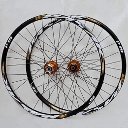Zatnec Spares Zatnec 26 27.5 29 Inch Bike Wheelset, Ultralight MTB Mountain Bicycle Wheels, Double Layer Alloy Rim Quick Release 7 8 9 10 11 Speed Disc Brake (Color : Gold Hub gold logo, Size : 27.5Inch)