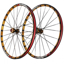 Zatnec Spares Zatnec 26'' 27.5'' Cycling Wheels Bicycle Wheelset For Mountain Bike Disc Brake Quick Release Double Wall Alloy Rim For 8 / 9 / 10S Cassette Flywheel (Color : Gold hub gold logo, Size : 26inch)