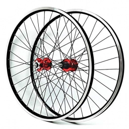 Zatnec Spares Zatnec 26 Inch Bicycle Wheelset Disc Brake V Brake Mountain Bike Wheels Cycling Front 2 Rear 4 Bearing Quick Release 7 8 9 10 11 Card Flywheel (Color : Red hub)