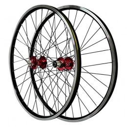 Zatnec Spares Zatnec 26-inch Bike Wheels, Front 2 Rear 4 Bearing Hub Disc Brake V Brake 32H 7 / 8 / 9 / 10 / 11 Speed Freewheel Mountain Bike Wheels (Color : Red)