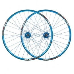 Zatnec Spares Zatnec 26 Inch Mountain Bike Wheelset Disc Brake Front Rear Wheel Set 32 Hole Bicycle Wheels Double Wall MTB Rim Quick Release 7 8 9 10 Speed (Color : Blue)