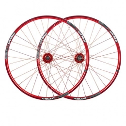 Zatnec Spares Zatnec 26 Inch Mountain Bike Wheelset Disc Brake Front Rear Wheel Set 32 Hole Bicycle Wheels Double Wall MTB Rim Quick Release 7 8 9 10 Speed (Color : Red)