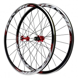 Zatnec Spares Zatnec 700C Bike Wheelset, Road Wheel Aluminum Alloy For Bearing Bicycle Wheel 7 / 8 / 9 / 10 / 11 Speed C Brake V Brake Mountain Bike (Color : Red)