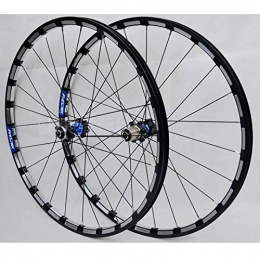 Zatnec Spares Zatnec Bicycle Wheelset 26 27.5 In Mountain Bike Wheel Double Layer Alloy Rim 4 Bearing 7-11 Speed Cassette Hub Disc Brake Quick Release (Color : Black Carbon Blue Hub, Size : 27.5inch)