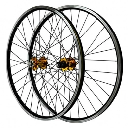 Zatnec Mountain Bike Wheel Zatnec Cycling Wheels, Double Wall Aluminum Alloy Quick Release Mountain Bike Disc Brake V Brake 26-inch Bike Wheels (Color : Yellow)