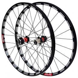 Zatnec Spares Zatnec Mountain Bike Wheel Set 26'' 27.5'' Ultralight Wheelset Double Wall Alloy Rim Quick Release Disc Brake 24 Hole 4 Bearing 7 8 9 10 11 Speed (Color : Black Carbon Red Hub, Size : 26inch)
