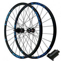 Zatnec Spares Zatnec Mountain Bike Wheelset 26 / 27.5 / 29 / 700C Quick Release Straight Pull Disc Brake Wheel Rim Small Spline 7-12 Speed Front 20 Rear 24 Holes (Color : Black Hub Blue logo)