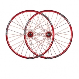 Zatnec Spares Zatnec Mountain Bike Wheelset 26 Aluminum Alloy Rim 32 Holes Disc Brake MTB Wheels Suitable For 7-9 Speed Flywheel Quick Release Axles Bicycle Accessory (Color : Red, Size : 26inch)
