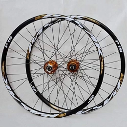 Zatnec Spares Zatnec MTB Bicycle Wheelset 26 27.5 29 In Mountain Bike Wheel Set Double Layer Alloy Rim Quick Release 7-11 Speed Cassette Hub Disc Brake (Color : Gold Hub gold logo, Size : 27.5IN)