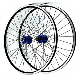 Zatnec Spares Zatnec MTB Bicycle Wheelset 26" For Mountain Bike Wheels Double Wall Alloy Rim Disc / V Brake 7-11 Speed Ultralight Hub QR 32H Sealed Bearing (Color : Blue hub)