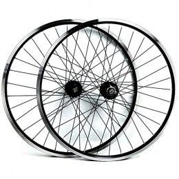 Zatnec Spares Zatnec Quick Release MTB Bicycle Wheelset 26inch Bike Cycling Rim Mountain Bike Wheel 32H Disc / V- Brake Rim 7-11speed Cassette Hub Sealed Bearing 6 Pawls (Color : Black hub)