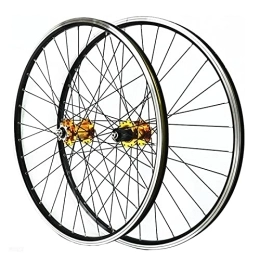 ZCXBHD Mountain Bike Wheel ZCXBHD 26 / 27.5 / 29in MTB Mountain Bike Wheelset Quick Release Rear 4 Bearing Disc / V Brake Rim 7 / 8 / 9 / 10 / 11 Speed Cassette Freewheel (Color : Gold hub, Size : 26in)