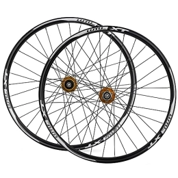 ZCXBHD Spares ZCXBHD 26 27.5 29in MTB Wheelset 4 Bearing Hub Disc Brake Quick Release 8 9 10 11 Speed Mountain Bike Wheel Double Wall Aluminum Alloy Rim 32 Holes (Color : Gold, Size : 26in)