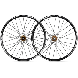ZCXBHD Mountain Bike Wheel ZCXBHD 26 27.5 29in QR Mountain Bike Wheelset Double Wall Aluminum Alloy Rim MTB Front Rear Wheel Disc Brake 8 9 10 11 Speed 32 Holes Super Light (Color : Gold, Size : 26in)