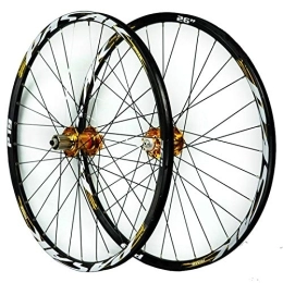 ZCXBHD Mountain Bike Wheel ZCXBHD 26 / 27.5 / 29inch Mountain Bike Wheelset Disc Brake Sealed Bearing Front Rear Wheel Double Wall Rim QR 7 / 8 / 9 / 10 / 11 Speed 32 Holes (Color : Yellow, Size : 27.5in)