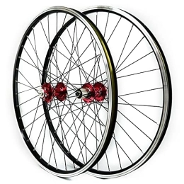 ZCXBHD Spares ZCXBHD 26 27.5 29inch MTB Mountain Bike Wheelset 4 Bearing Quick Release Disc / V Brake 7 8 9 10 11 Speed Cassette Freewheel Double Wall Aluminum Alloy Rim (Color : Red hub, Size : 26in)