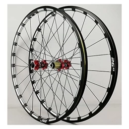 ZCXBHD Mountain Bike Wheel ZCXBHD 26“27.5" Cassette Mountain Bike Wheelset Aluminum Alloy Disc Brake Thru Axle High Strength Aluminum Alloy Rim Bike Wheel Suitable 7 8 9 10 11 12 Speed with Rivets (Color : Red, Size : 27.5IN)
