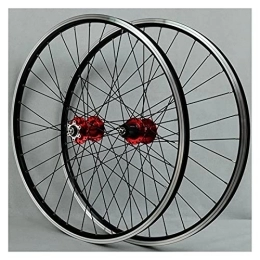 ZCXBHD Mountain Bike Wheel ZCXBHD 26 / 29 Inch Bicycle Front + Rear Wheel Double Walled Aluminum Alloy MTB Rim Fast Release V / Disc Brake Mountain Bike Wheelset 32 Holes 7-11 Speed Cassette (Color : Red, Size : 26in)