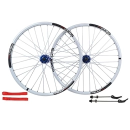 ZCXBHD Mountain Bike Wheel ZCXBHD 26 In Mountain Bike Wheelset Quick Release 32 Holes Double-Walled Light-Alloy Rims Disc Brake Bicycle Wheel (Front + Rear) 7 / 8 / 9 / 10 Speed Cassette (Color : White, Size : 26in)