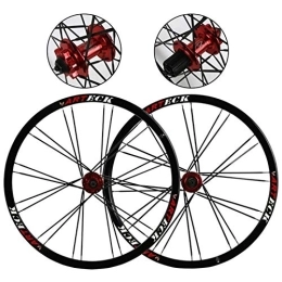 ZCXBHD Mountain Bike Wheel ZCXBHD 26 Inch Bicycle Disc Brake Wheelset Mountain Bike Flat Spoke Wheel Quick Release 8 / 9 / 10 Speed Cassette 24 Hole (Color : Red drum, Size : 26inch)