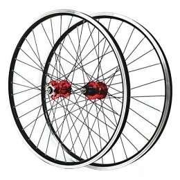 ZCXBHD Mountain Bike Wheel ZCXBHD 26 Inch Mountain Bike Wheelset Disc / V Brake Mtb Front & Rear Wheel Sealed Bearing 7 8 9 10 11 Speed Cassette Quick Release (Color : Red hub)