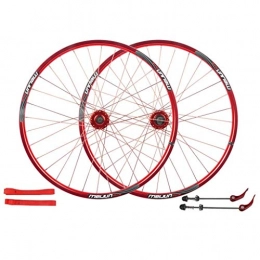 ZCXBHD Spares ZCXBHD 26 Inch Mountain Bike WheelsetDouble Wall MTB Rim Quick Release V-Brake Disc Brake Hybrid 32 Hole 8 9 10 Speed (Color : Red, Size : 26 inch)