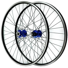 ZCXBHD Mountain Bike Wheel ZCXBHD 26 Inch Mtb Front + Rear Wheel Sealed Bearing Mountain Bike Wheelset Disc / V Brake Ring 7-11 Speed Cassette Quick Release (Color : Blue hub)