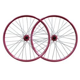 ZCXBHD Mountain Bike Wheel ZCXBHD 26" Mountain Bike Wheelsets 3D High Strength Aluminum Alloy Rim Bike Wheel Quick Release Disc Brakes 32H fit 7-10 Speed Cassette 2359g (Color : Red)