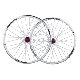 ZCXBHD Mountain Bike Wheel ZCXBHD 26'' Mountain Bikes Bike Wheelset, 32 Holes Double Wall MTB Sealed Bearings Hub V-Brake Hybrid / Disc Brake 9 / 10 / 11 Speed (Color : White)