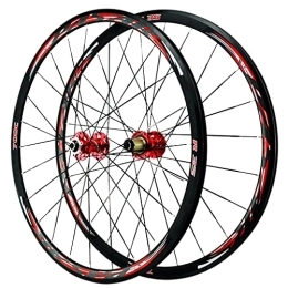ZCXBHD Mountain Bike Wheel ZCXBHD 700C Road Bike Wheelset Disc Brake Bicycle Wheel (Front + Rear) Double Walled Aluminum Alloy MTB Rim Quick Release 7 8 9 10 11 Speed (Color : Red, Size : 700C)