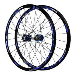 ZCXBHD Mountain Bike Wheel ZCXBHD 700C Road Bike Wheelset Quick Release Double Walled Aluminum Alloy MTB Rim Disc Brake Road Bicycle Front and Rear Wheels for 7 8 9 10 11 Speed (Color : Blue, Size : 700C)