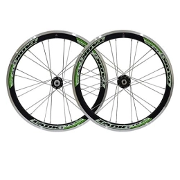 ZCXBHD Mountain Bike Wheel ZCXBHD Folding Mountain Bike Wheelset 20 Inch Bicycle Front Rear Wheels Aluminum Alloy Double Wall V Brake Quick Release 7 8 9 Speed (Color : Green)