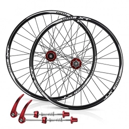 ZCXBHD Mountain Bike Wheel ZCXBHD Mountain Bike Wheelset 26 / 27.5 / 29 Inch Bicycle Wheel (100 * 9mm / Front 135 * 10mm / Rear) Aluminum Alloy MTB Rim Disc Brake Quick Release 32H 8-11 Speed (Color : Red, Size : 26 inch)