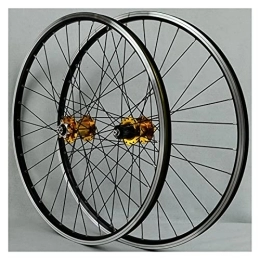 ZCXBHD Mountain Bike Wheel ZCXBHD Mountain Bike Wheelset 26 / 29 Inch Bicycle Wheel Double Walled Aluminum Alloy MTB Rim Fast Release V / Disc Brake 32H 7-11 Speed Front and Rear Wheels (Color : Gold, Size : 29in)
