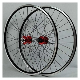 ZCXBHD Mountain Bike Wheel ZCXBHD Mtb Wheelset 26 Inch, Double Wall Aluminum Alloy QR Disc / V-Brake Cycling Bicycle Wheels 32 Hole Rim 7 / 8 / 9 / 10 / 11 Speed Cassette (Color : Red hub)
