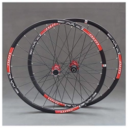 ZCXBHD Mountain Bike Wheel ZCXBHD MTB Wheelset For Mountain Bike 26 27.5 In 24 hole Double Layer Alloy Rim Sealed Bearing 7-11 Speed Cassette Hub Disc Brake QR(With quick release / pair) (Color : Red, Size : 26inch)