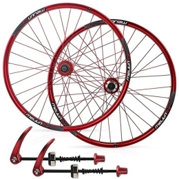 ZCXBHD Spares ZCXBHD （US Stock Mountain Bike Wheelset 26 Inch Double Wall Aluminum Alloy Disc Brake MTB Wheels 7 / 8 / 9 / 10 Speed Cassette Flywheel QR 32 Holes (Color : Red, Size : 26IN)
