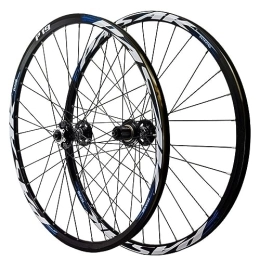 ZECHAO Spares ZECHAO 24in Mountain Bike Disc Brake Wheelset, 32H Double Wall Aluminium Alloy Wheel Quick Release Front 2 Rear 4 Bearings 1.25-2.5in Tires Wheelset (Color : Black hub, Size : 24inch)