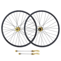 ZECHAO Spares ZECHAO 26 / 27.5 / 29in Aluminum Alloy Bike Wheel Set, Quick Release Rim Disc Brake 4 Bearings Double Wall Rims 32H Spokes for Mountain Bike Wheelset (Color : Gold, Size : 29inch)