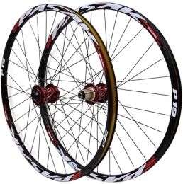 ZECHAO Spares ZECHAO 26 / 27.5 / 29In Front Rear Wheel Set, Quick Release Disc Brake Double Walled Mountain Bike Rim Barrel Shaft 32 Holes 7-11 Speed Cassette Wheelset (Color : Red-1, Size : 27.5INCH)