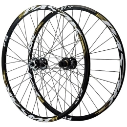 ZECHAO Mountain Bike Wheel ZECHAO 26 / 27.5 / 29inch Mountain Bike Wheel Set, Double Wall Rim Front 2 Rear 4 Bearings Disc Brake 9mm Quick Release 7 / 8 / 9 / 10 / 11 / 12 Speed Wheelset (Color : Black yellow, Size : 29inch)