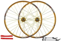 ZECHAO Spares ZECHAO 26 in Mountain Bike Wheelset, 32 Holes Double-Walled Light-Alloy Rims Disc Brake Bicycle Wheel 7 / 8 / 9 / 10 Speed Cassette Wheelset (Color : Gold, Size : 26inch)