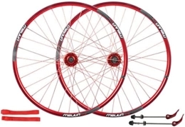 ZECHAO Spares ZECHAO 26in Bicycle Wheelset, 32H double-walled aluminum alloy disc brake mountain bike wheel set quick release American valve 7-10 speed Wheelset (Color : Red, Size : 26inch)
