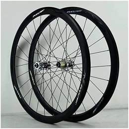 ZECHAO Mountain Bike Wheel ZECHAO 700C MTB Wheelset, Double-walled V-brake bike 40MM 29 inch wheel drive hybrid / mountain 24 holes 7 / 8 / 9 / 10 / 11 Speed Wheelset (Color : Black, Size : 700C)