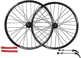 ZECHAO Spares ZECHAO Bicycle Wheelset 26er, Double Wall Alloy Wheels Disc Brake Mountain Bike Wheel Set Quick Release American Valve 7 / 8 / 9 / 10 Speed Wheelset (Color : Black, Size : 26inch)