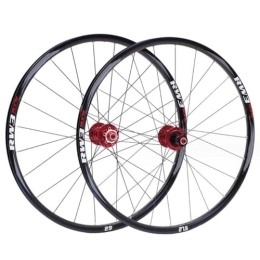 ZECHAO Mountain Bike Wheel ZECHAO Disc Brake Mountain Bike Wheel Set, Bicycle Front Rear Wheel 24H Spokes Front 2 Rear 5 Bearings for 26 / 27.5 / 29 * 1.5-2.4in Tire Wheelset (Color : Red, Size : 26inch)