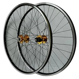ZECHAO Spares ZECHAO Mountain Bike Disc Brake Wheelset, 26" 27.5" 29" MTB Wheel Set Quick Release 32 Holes Front 2 Rear 4 Bearings 1.25-2.5in Tires Wheelset (Color : Gold, Size : 27.5inch)
