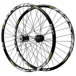 ZECHAO Spares ZECHAO Mountain Bike Disc Brake Wheelset, Aluminum Alloy 26" 27.5" 29" MTB Wheel Set 32H Hub 7 / 8 / 9 / 10 / 11 Speed Tower Wheel Double Decker Rim Wheelset (Color : Black gold, Size : 27.5inch)