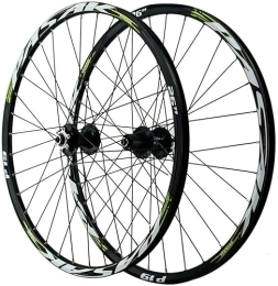 ZECHAO Spares ZECHAO Mountain Bike Wheelset 26 / 27.5 / 29 Inch, Double Walled Ultra-Light Aluminum Alloy Bicycle Wheel Set Disc Brake QR 32H 7-12 Speed Wheelset (Color : Green, Size : 27.5INCH)