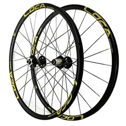ZFF Spares ZFF 26 / 27.5 / 29" Mountain Bike Wheelset Quick Release MTB Wheel Disc Brake Wheels 7 / 8 / 9 / 10 / 11 / 12 Speed Cassette Freewheel Flat Bar 24 Holes (Color : Yellow 2, Size : 26in)